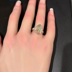 Natural yellowish clear citrine Stirling silver ring, gemstone jewelry size